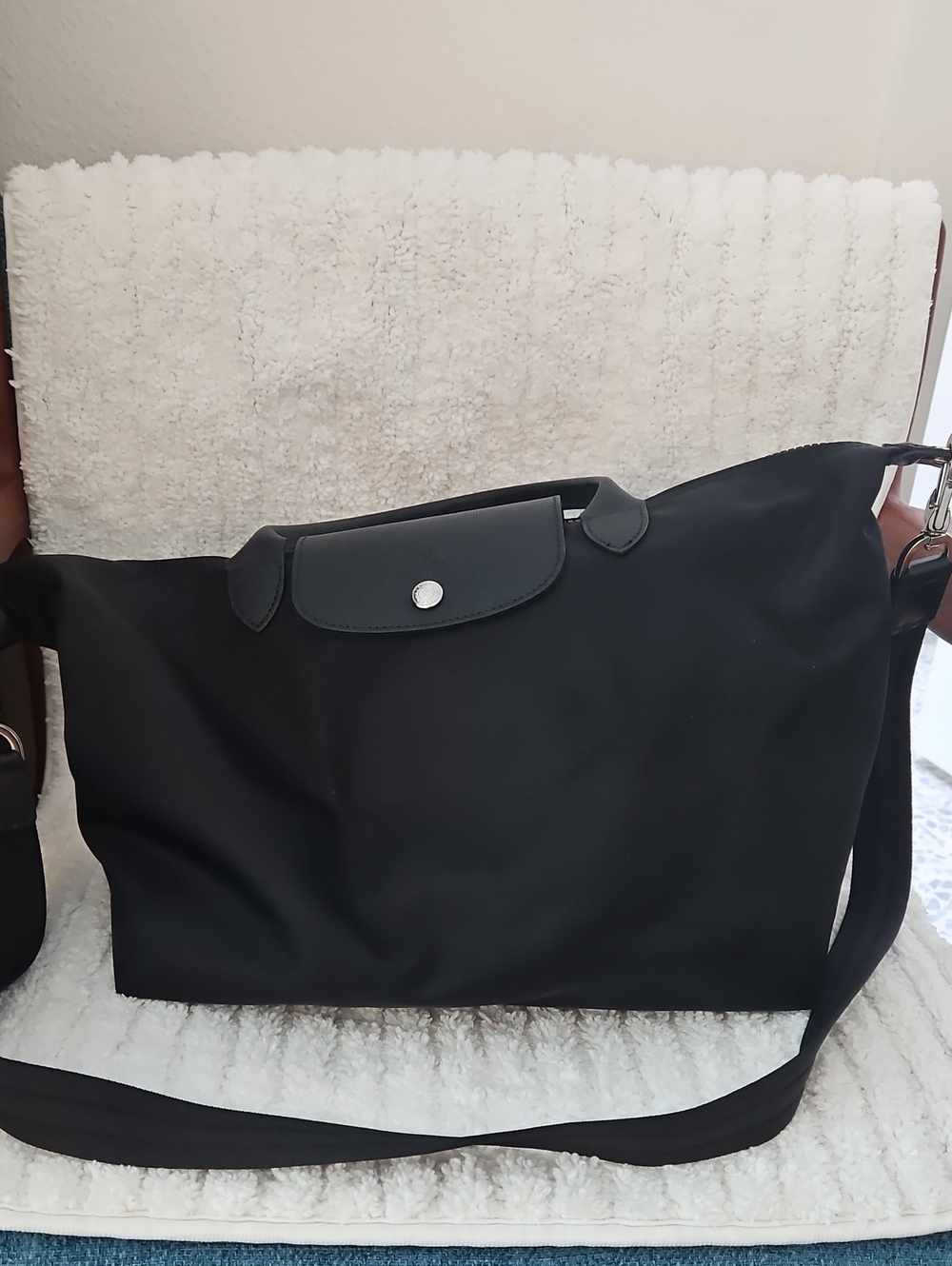 Longchamp L La Pliage Black Nylon Bag